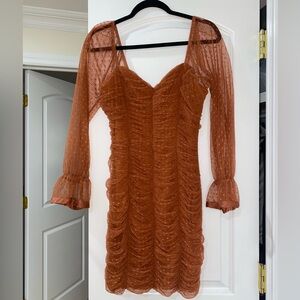 Burnt Orange Dotted Dress